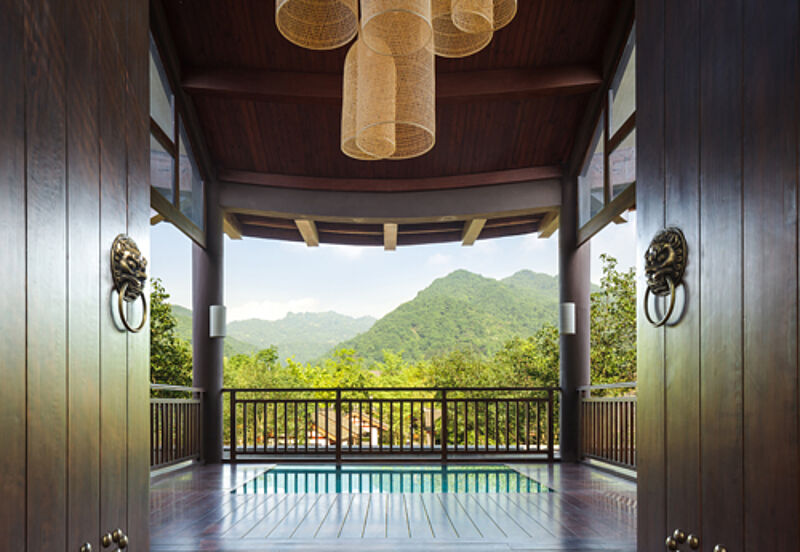 Der Blick in die Lobby des Six Senses