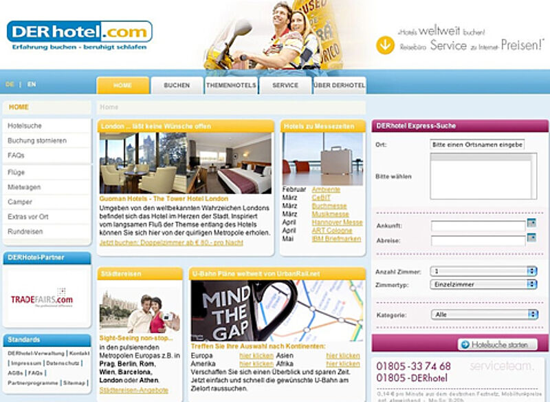 Reisebüros können auf der Website unter 70.000 Hotels wählen