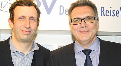 Ralf Hieke (LCC Ibbenbüren) und Andreas Heimann (DER) leiten die Reisebüro-Säulen im DRV