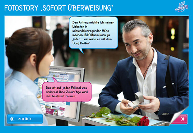 Die Fotostory will eine typische Situation am Reisebüro-Counter zeigen