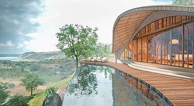 Zum Gran Melia Lombok gehören auch 105 Villen mit privatem Pool in Hanglage Zum Gran Melia Lombok gehören auch 105 Villen mit privatem Pool in Hanglage