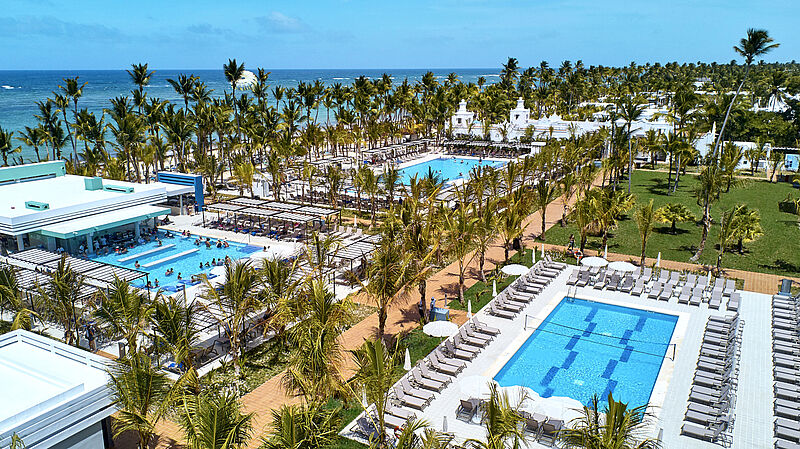 Im Riu Palace Punta Cana in der Dominikanischen Republik wurde unter anderem die Gartenanlage mit den Pools neu gestaltet
