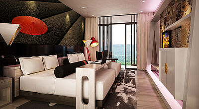 So sollen die „Cocoons“ genannten Zimmer der Hotelmarke Dhawa aussehen