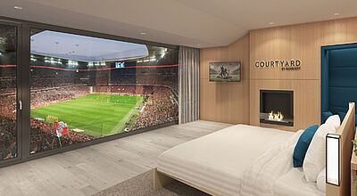 In der Münchner Allianz Arena gibt es nun eine Courtyard-by-Marriott-Loge