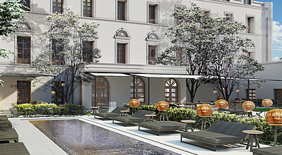 Rarität in den Madrider Hotels: Das Gran Melia Palacio de los Duques wird einen Patio mit Pool haben