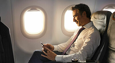 Auch Business-Class-Kunden erhalten auf mehr Lufthansa-Maschinen Internet-Zugang