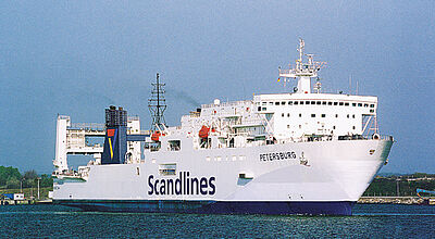 Das Gratisangebot gilt unter anderem für das Scandlines-Schiff Petersburg, das zwischen Nynäshamn und Ventspils verkehrt.