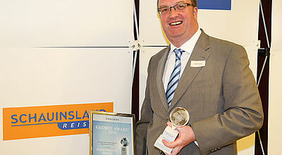 Noch ein Preis: Anfang des Jahres nahm SLR-Vertriebschef Detlef Schroer bereits den Globus Award von touristik aktuell entgegen