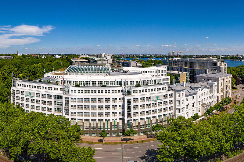 Der Firmensitz des Versicherungsunternehmens Hanse Merkur in Hamburg