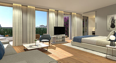 Blick in die Suite im neuen Hotel Sant Jaume, das im Juni in Palma öffnen wird Blick in die Suite im neuen Hotel Sant Jaume, das im Juni in Palma öffnen wird