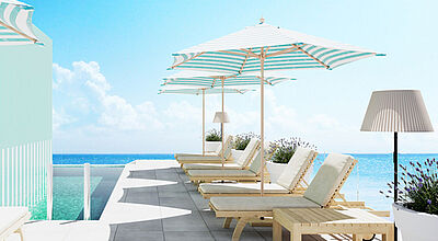 Das Me Sitges Terramar bietet eine Dachterrasse mit Pool und Bar