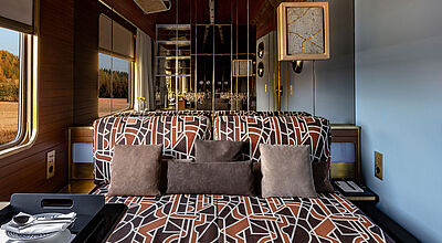 Eine Deluxe-Kabine im neuen Zug La Dolce Vita Orient Express