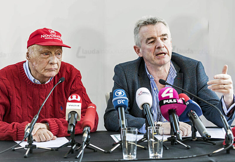 Neue Partner: Niki Lauda und Ryanair-Chef Michael O'Leary in Wien