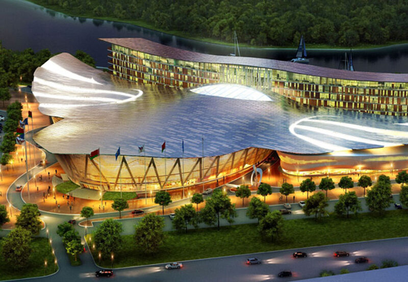 Das Minsk Marriott Hotel bietet 217 Zimmer. Angeschlossen ist der Sport- und Entertainment-Komplex Falcon Club