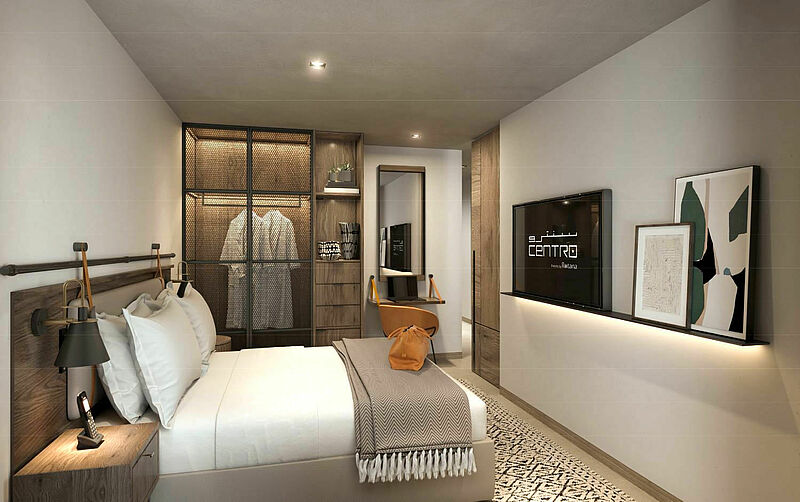 Eines der Zimmer in den neuen Centro-Hotels in London. Foto: Rotana