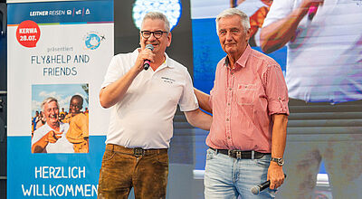 Setzen sich gemeinsam für Bildungsprojekte ein: Leitner-Reisen-Geschäftsführer Christoph Führer und Reiner Meutsch, Gründer der Stiftung Fly & Help
