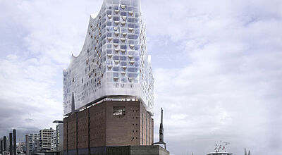 The Westin Hamburg entsteht als Teil der neuen Elbphilharmonie in der Hamburger Hafencity. Modell: Starwood