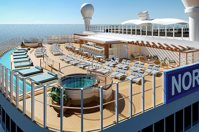 Ab Anfang Dezember bietet auch die Norwegian Encore eine „Spice H2O“-Lounge