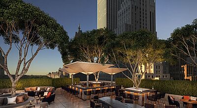 Frischluft, draußen sein: Terrasse im neuen Aman New York