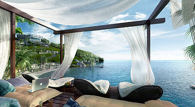 Das Lux Bodrum liegt auf einer Landzunge an der Ägäis