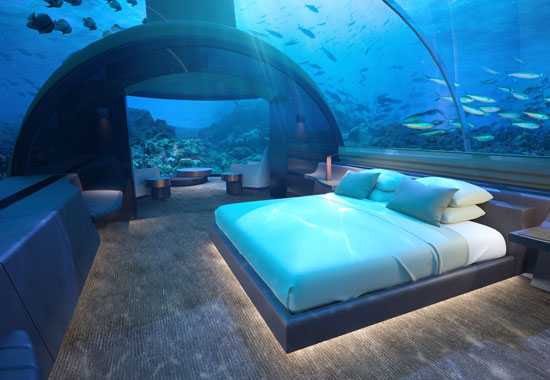 Ab Ende des Jahres kann man im Conrad Maldives Resort Island auf den Malediven auch unter der Wasseroberfläche wohnen