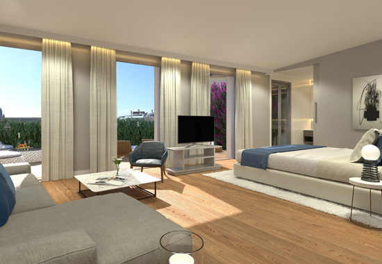 Blick in die Suite im neuen Hotel Sant Jaume, das im Juni in Palma öffnen wird