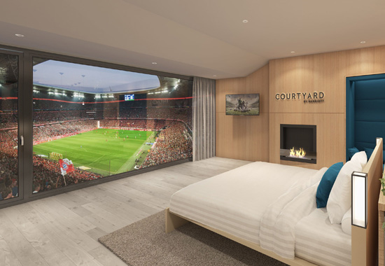 In der Münchner Allianz Arena gibt es nun eine Courtyard-by-Marriott-Loge In der Münchner Allianz Arena gibt es nun eine Courtyard-by-Marriott-Loge