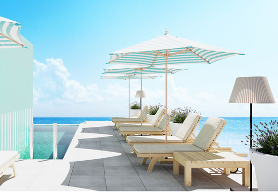 Das Me Sitges Terramar bietet eine Dachterrasse mit Pool und Bar