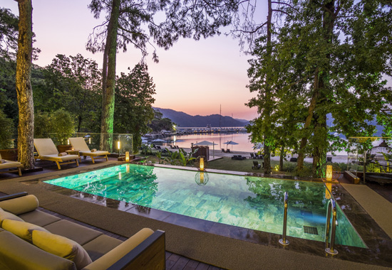 Der Club Privé by Rixos in Göcek an der Ägäis-Küste. Zur Anlage gehört auch ein Rixos Premium Hotel