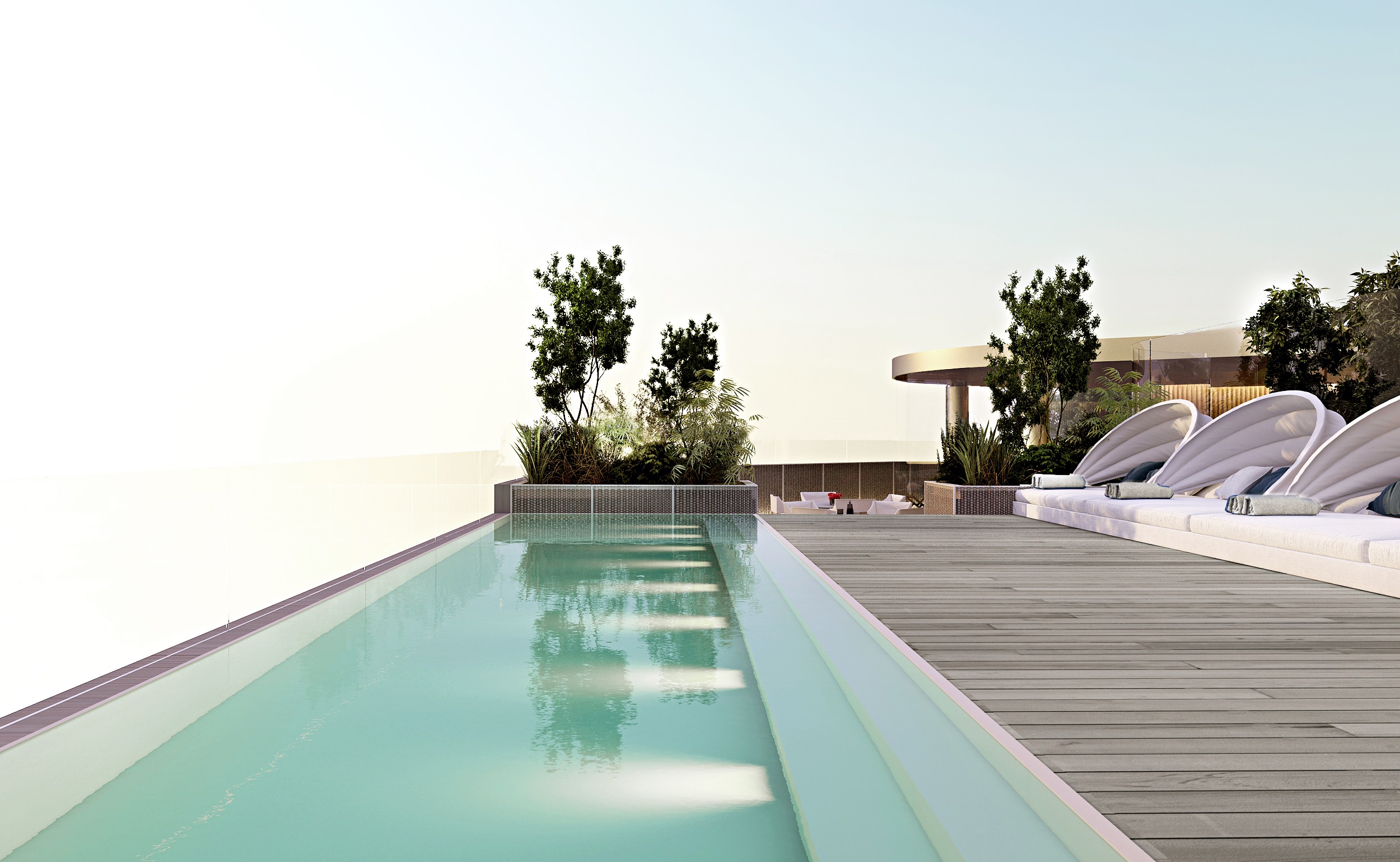 Highlight des neuen The One Barcelona ist die Dachterrasse mit Pool