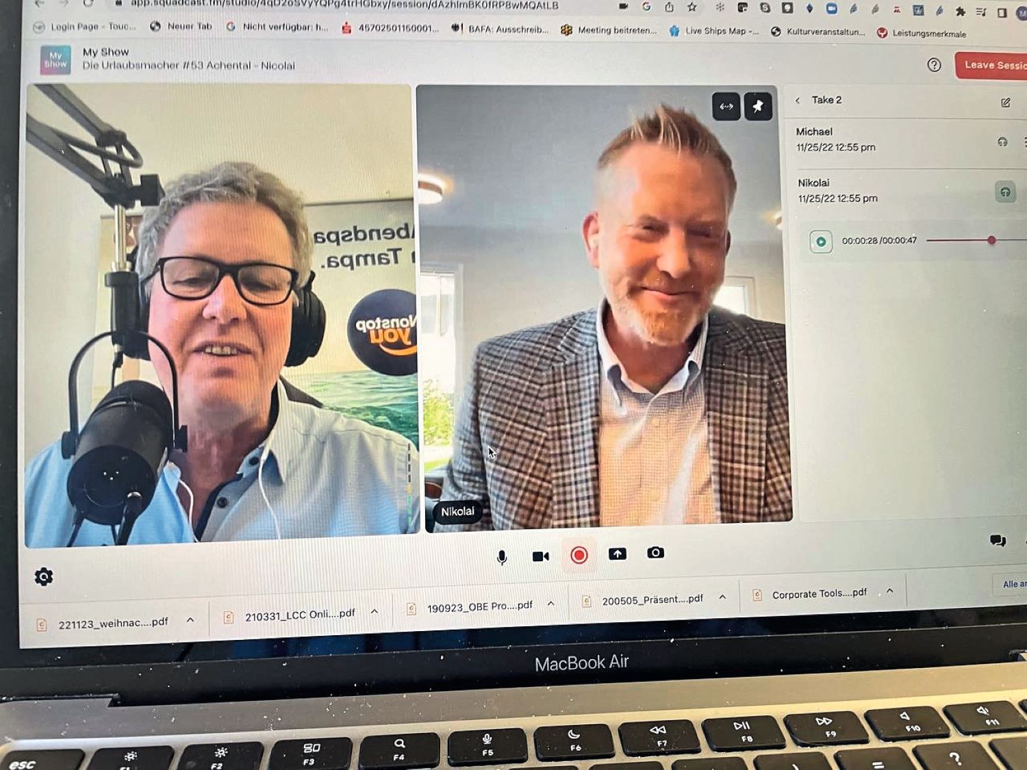 Michael Becker beim Talk mit Nikolai Bloyd von „Das Achtental“