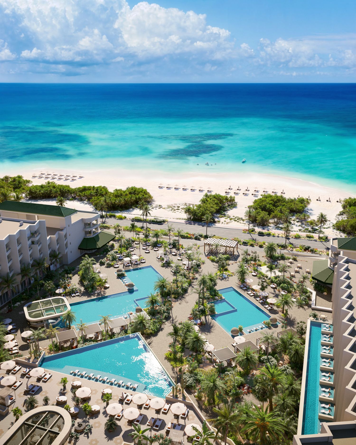Luxus-Strandresort mit Infinity-Pools, weißem Sandstrand und türkisblauem Karibik-Meer