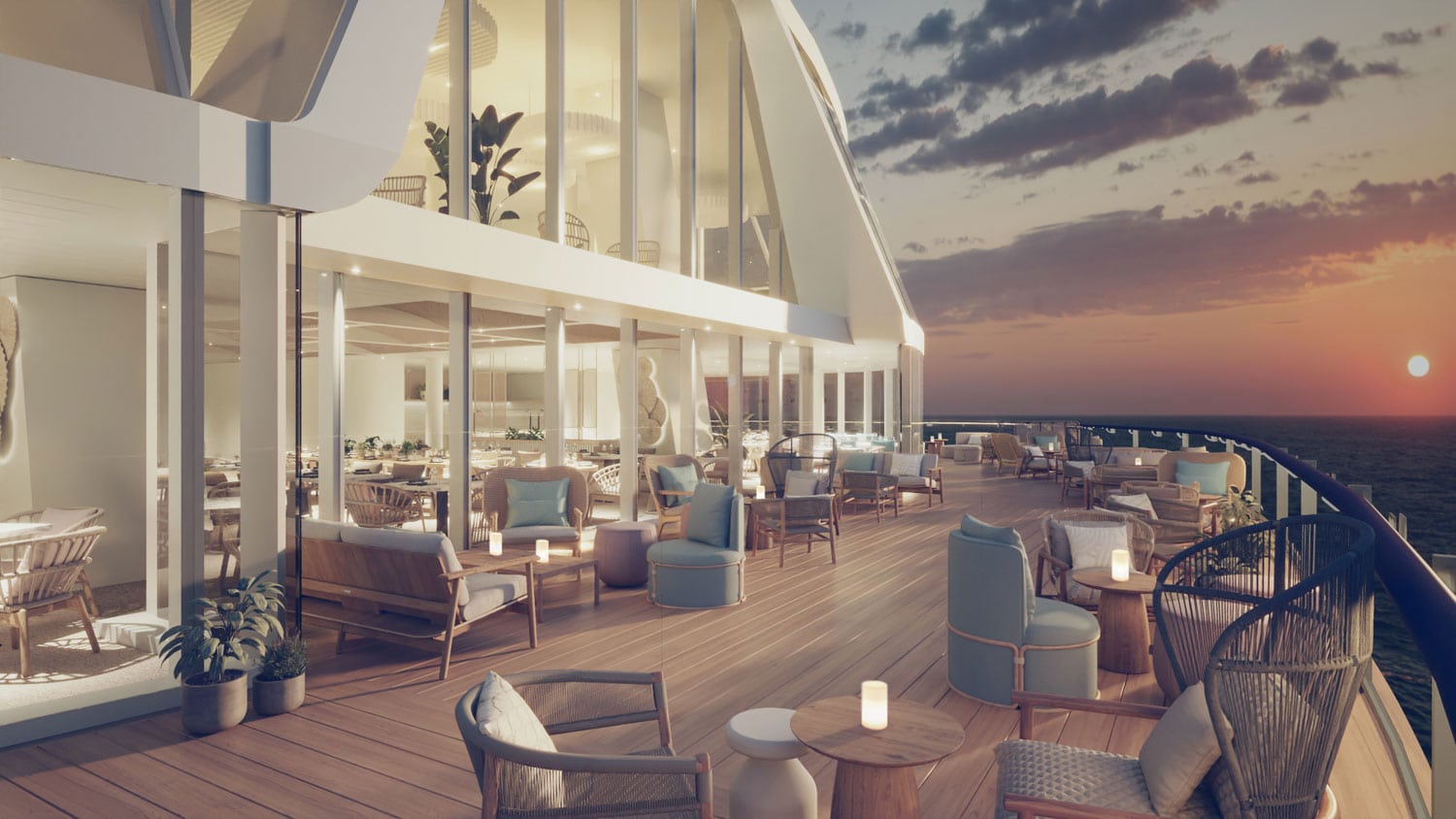 Eines der beiden Suiten-Restaurants bietet auch einen Außenbereich. Modelle: TUI Cruises