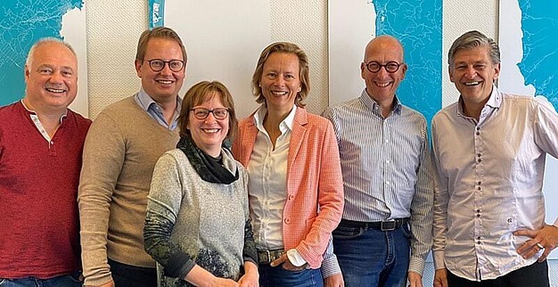 Netzwerker (von links): Clemens Wischner (Meine Gruppenreise), Alexander Dingeldey (DHBW Ravensburg, Susanne Ziegler (DRV), Claudia Freimuth (Trainerin), Florian Gärtner (VPR), Holger Tiggelkamp (Urlaub mit Hund)