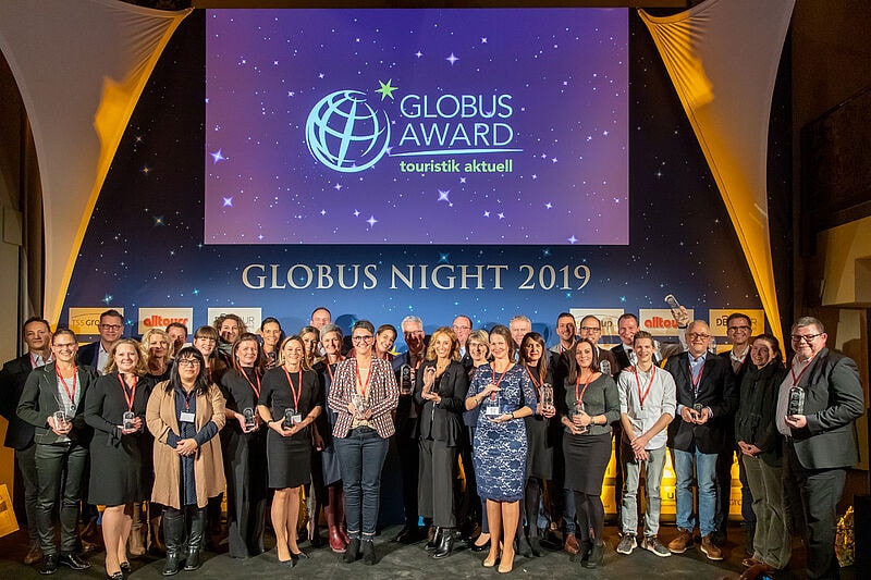 Die Gewinner des Globus Awards auf der Bühne des Depot 1899 in Frankfurt