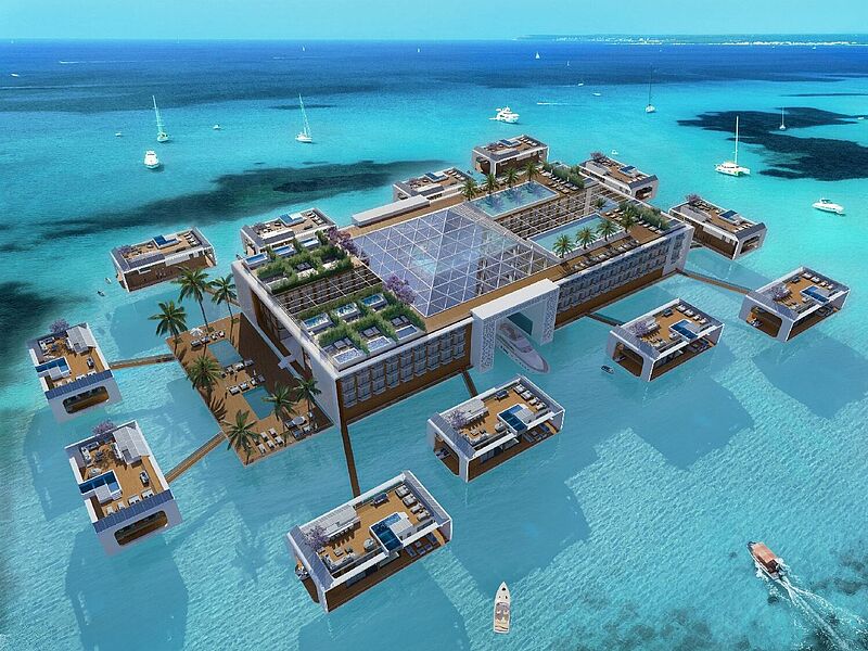Das Kempinski Floating Palace entsteht vor der Küste Dubais. Modell: Kempinski Hotels
