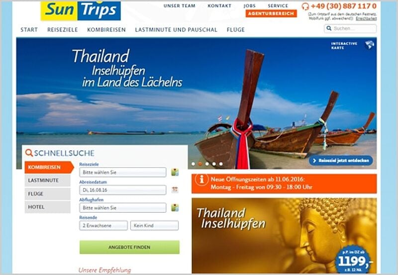 Die Internet-Seite des Veranstalters lässt sich normal aufrufen