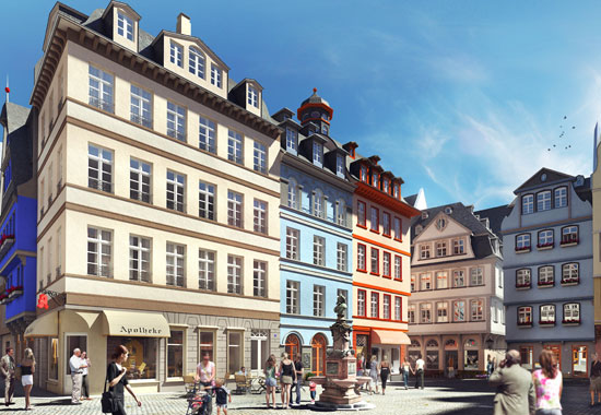 Der Hühnermarkt ist das Zentrum des rekonstruierten Altstadtviertels