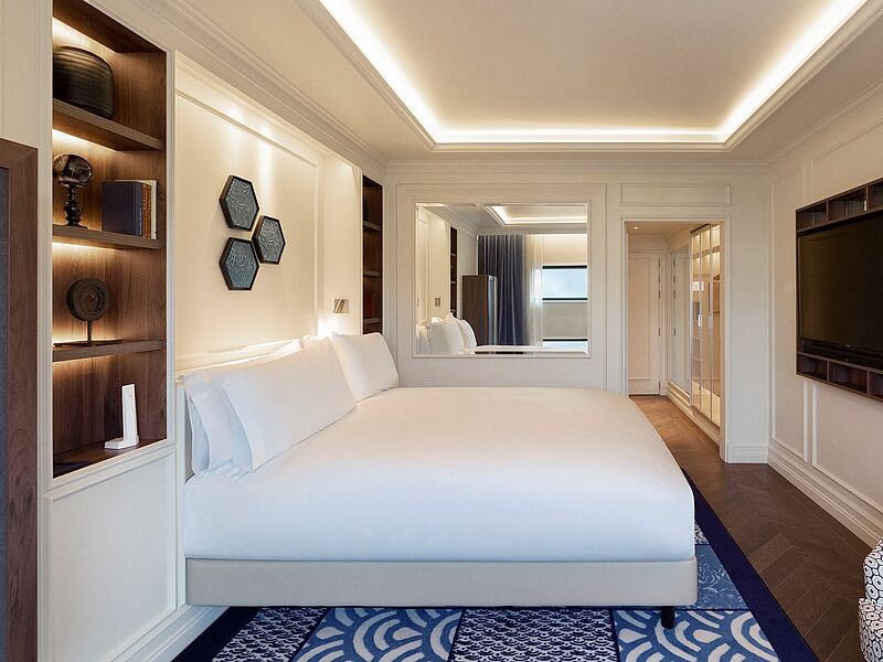 Eines der Zimmer im neuen Sofitel Barcelona Skipper. Foto: Accor
