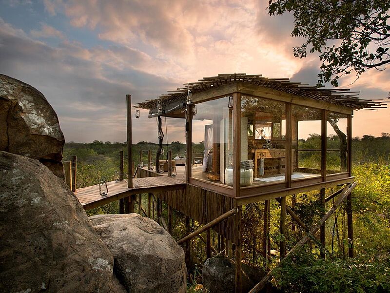 Glamping vom Feinsten: Baumhaus-Unterkunft Lion Sands im Krüger Nationalpark. Foto: Bush Legends