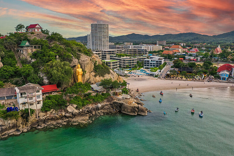 Meer, Stadt, Asien, Thailand, Hua Hin, Sonnenuntergang