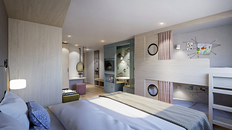 So werden die neuen Arosa-Familienkabinen aussehen. Modell: Arosa