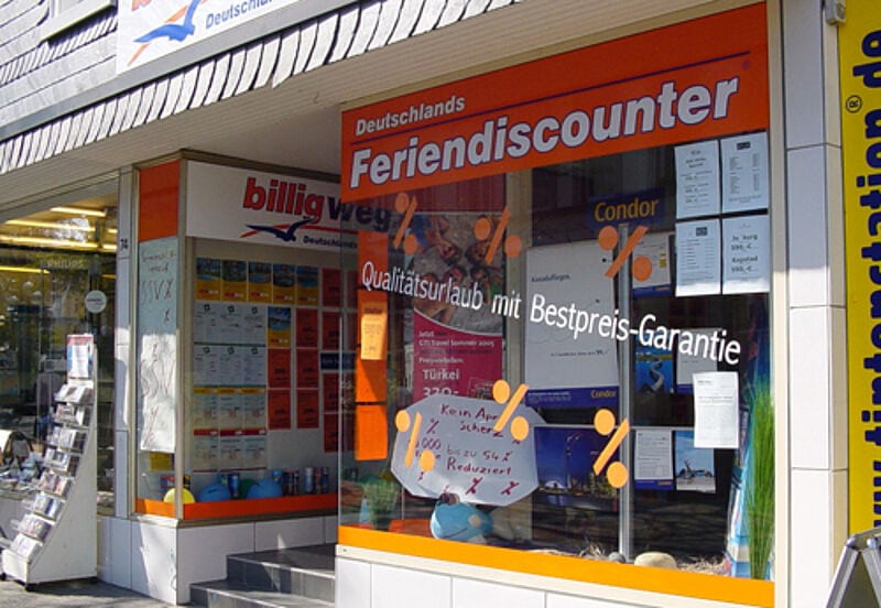 Die Reisebüro-Kette Billigweg.de, hier eine frühere Agentur in Solingen, wollte Deutschlands Ferien-Discounter werden