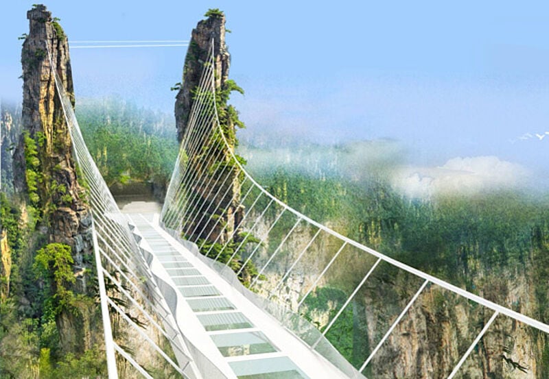 300 Meter über dem Abgrund: Die neue Attraktion eröffnet im Juli im Zhangjiajie-Nationalpark.