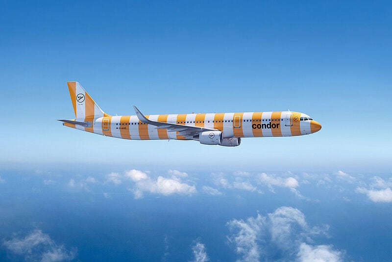 Bereits morgen hebt der erste Airbus A321 von Condor im neuen Streifen-Design nach Lanzarote ab