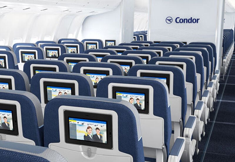 Künftig gibt es bei Condor an jedem Platz einen Bildschirm mit freier Auswahl an Filmen und Audio-Inhalten.