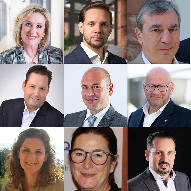 Im Amt bestätigt: Hanna Kleber (oben, links), Jewgeni Patrouchev (oben, Mitte), Plamen Bakalov (oben, rechts), Matthias Lemcke (Mitte, links), Romeo Draghicchio (Mitte), Jörg Krebs (Mitte, rechts), Antonella Rossi (unten, links), Montserrat Sierra (unten, Mitte) und Tamer Marzouk (unten, rechts)