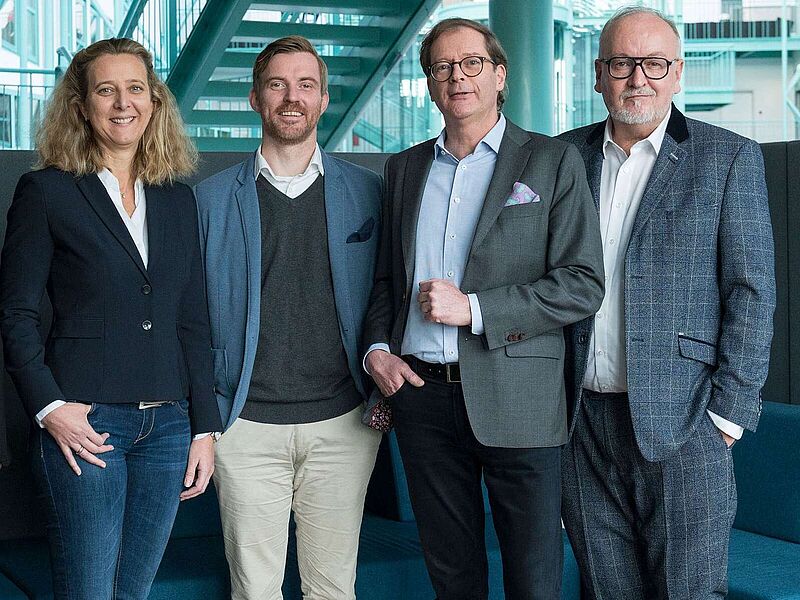 Die Derpart-Chefetage (von links): Geschäftsführer Thomas Osswald, Katja Vortmann, Leiterin Geschäftsreisen, Volker Heisig, Leiter Franchise, und der Leiter Touristik, Björn Oberländer. Foto: Derpart