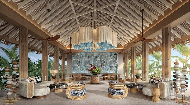 Blick in die Lobby vom neuen Dusit D2 Feydhoo Maldives