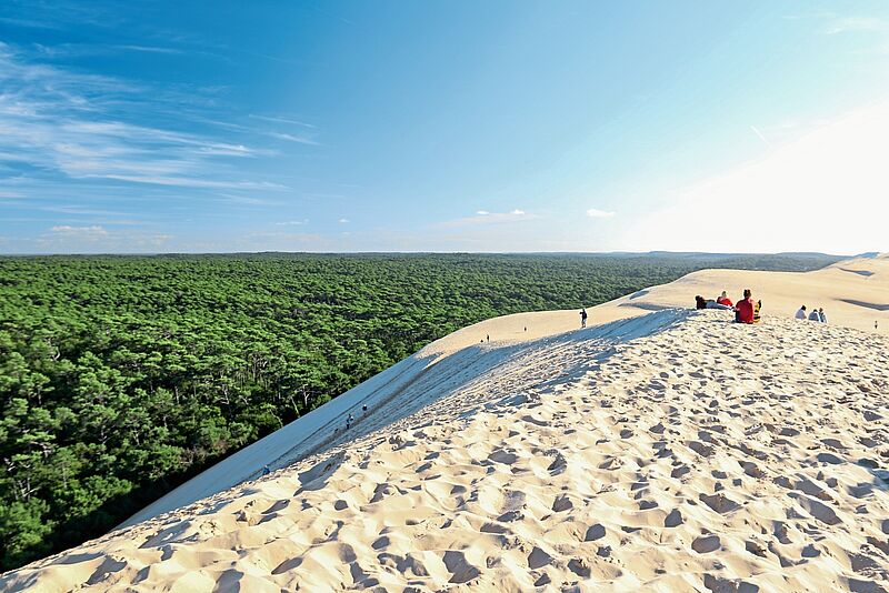 Die Sandfläche der Dune
du Pilat erstreckt sich
über 135 Hektar